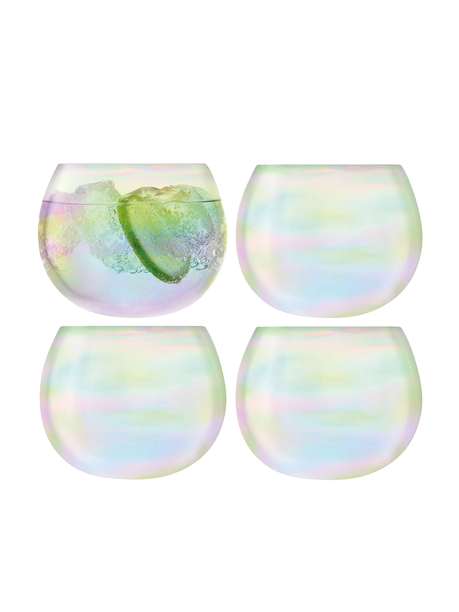 
Hand-blown "Bubble Balloon" Tumblers, Set of 4