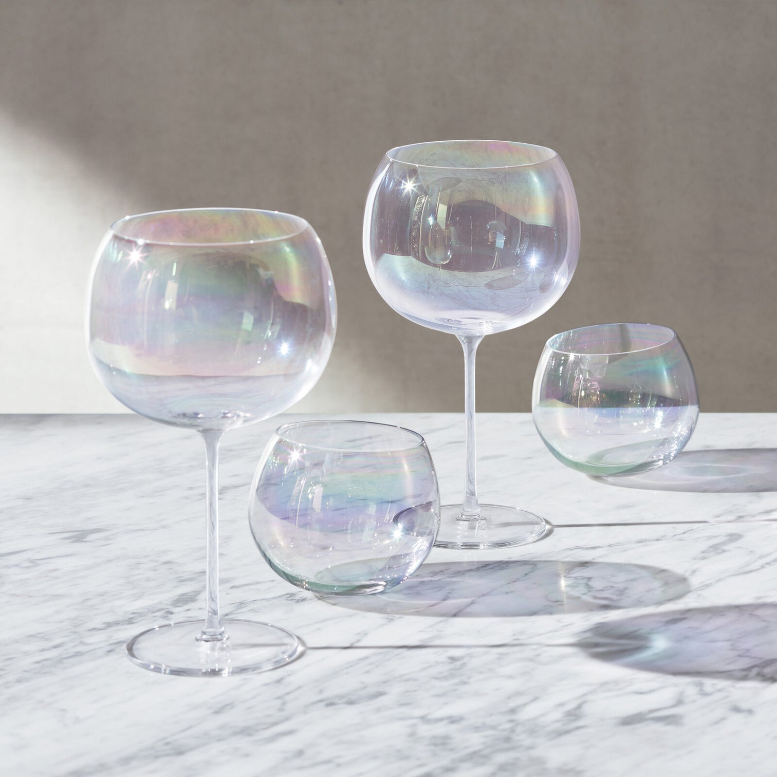 
Hand-blown "Bubble Balloon" Tumblers, Set of 4