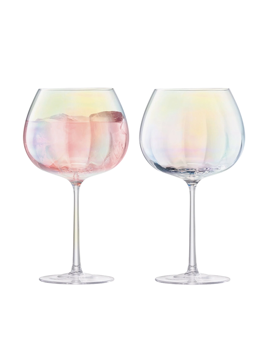 
Set of 2 Handcrafted "Pearl" Goblets with Mother-of-Pearl Luster