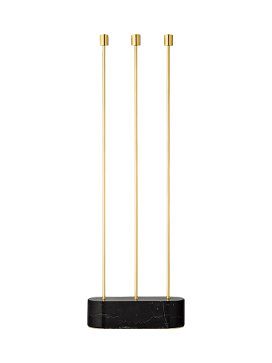 
Portacandele da pavimento di design „Grasil“ con base in marmo - nero/oro
