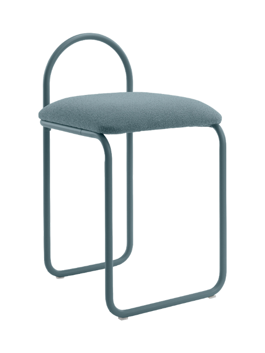 
Sgabello da bar di design «Angui», altezza della seduta 65.5 cm - Bouclé Blu polvere