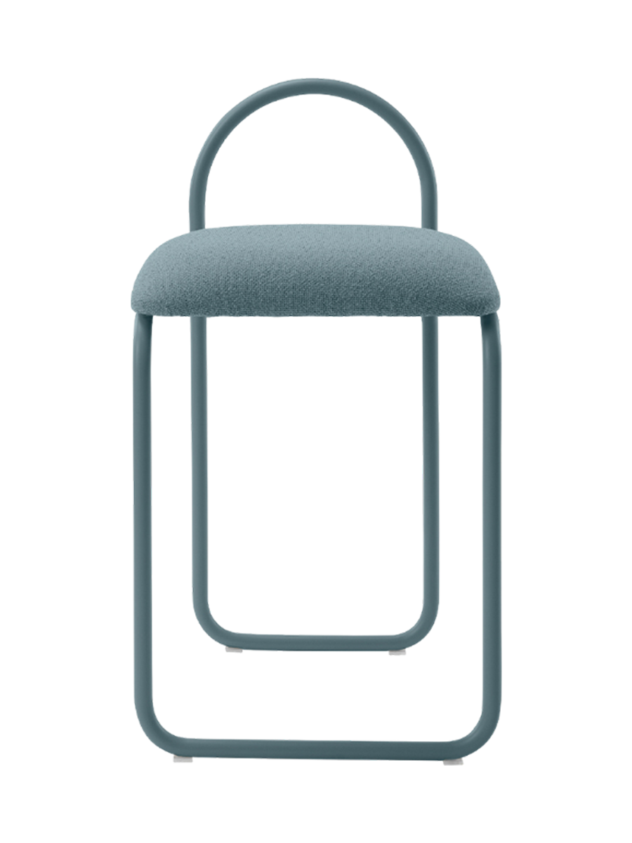 
Sgabello da bar di design «Angui», altezza della seduta 65.5 cm - Bouclé Blu polvere