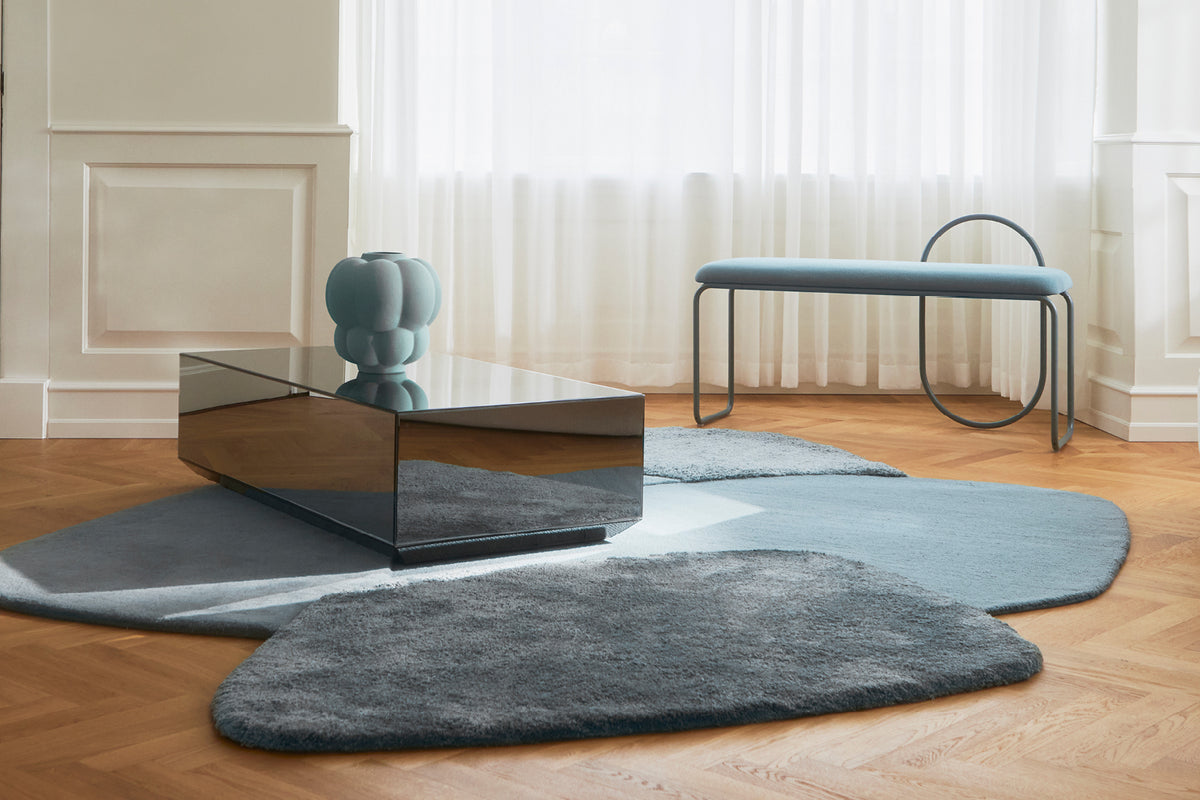 
Panca di design «Angui» - Bouclé Blu polvere