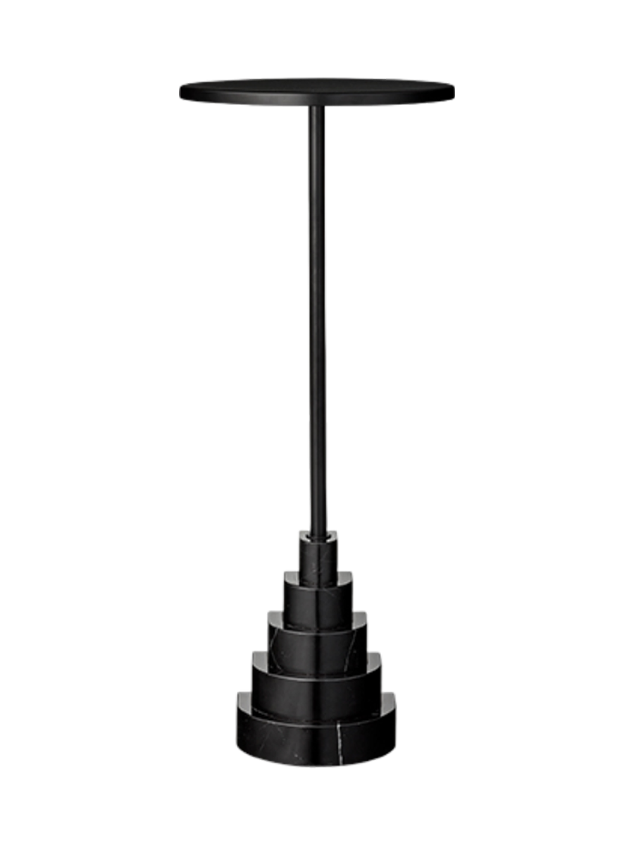 
Table d'appoint et sellette à colonne design marbre « Solum » – Noir - Ø 32 x 78 cm
