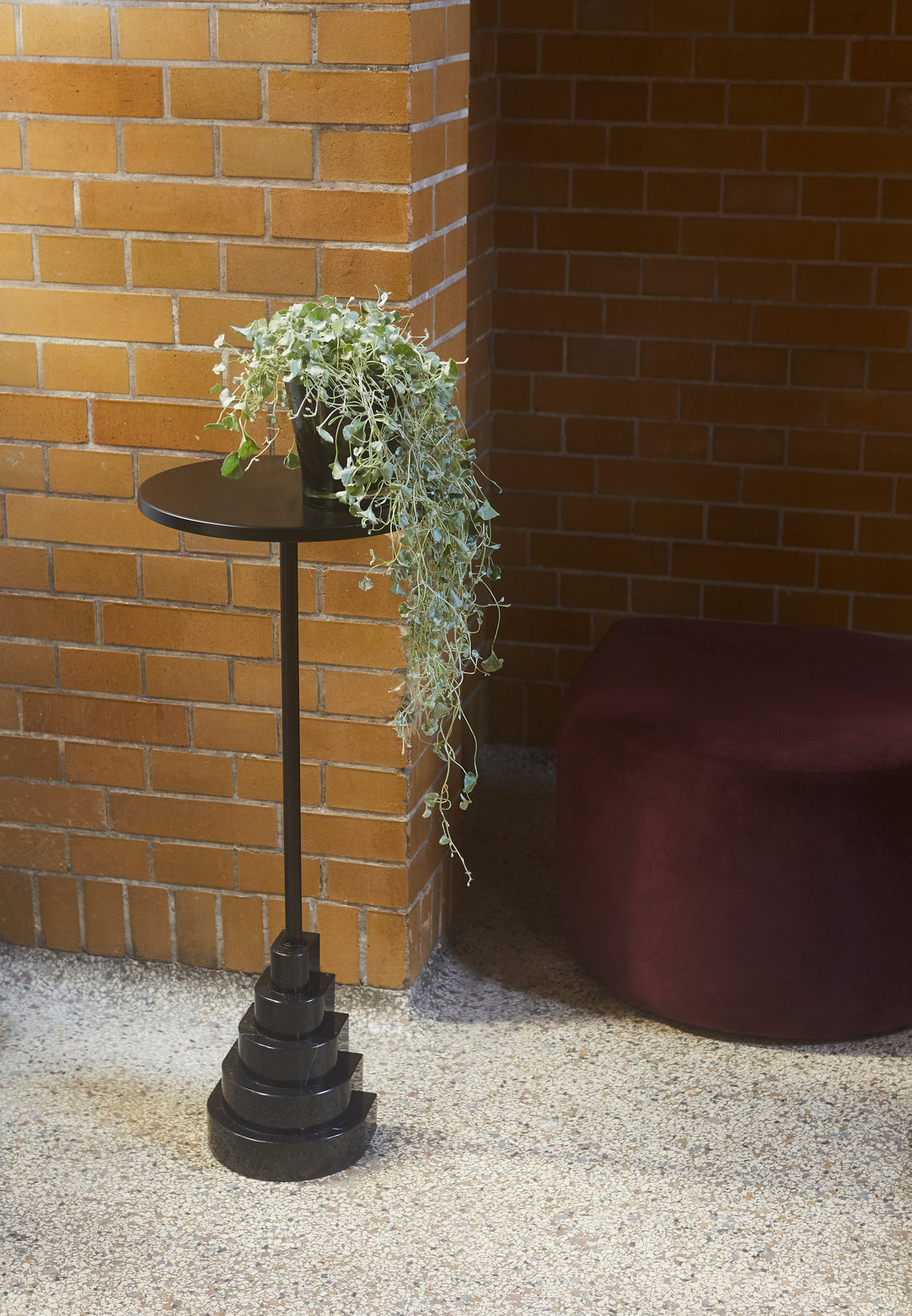 
Table d'appoint et sellette à colonne design marbre « Solum » – Noir - Ø 32 x 78 cm
