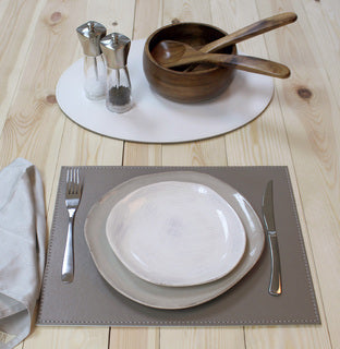
Rectangular Reversible Placemat "Duo" - Taupe/White