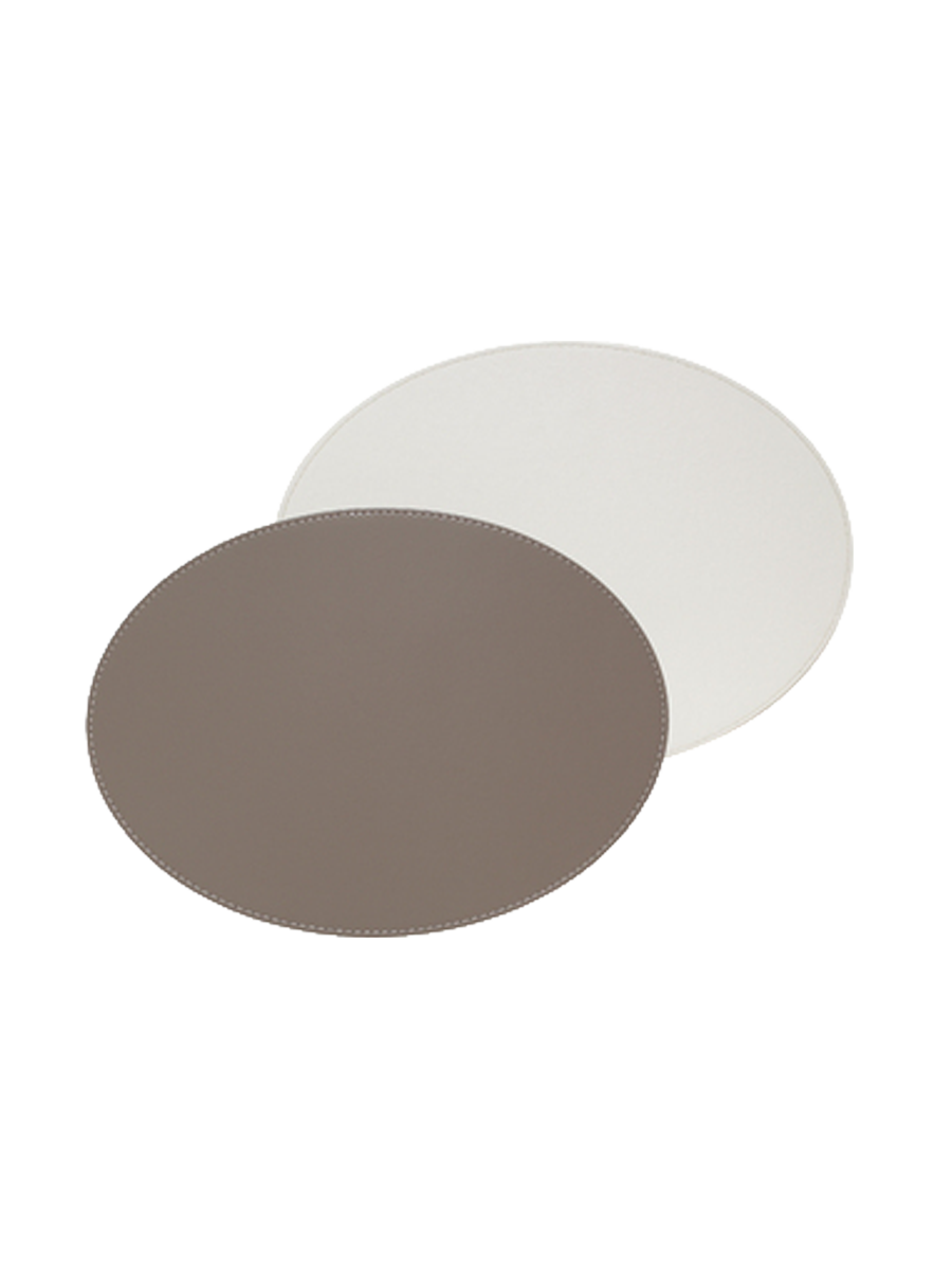 
Oval Reversible Placemat "Duo" - Taupe/White