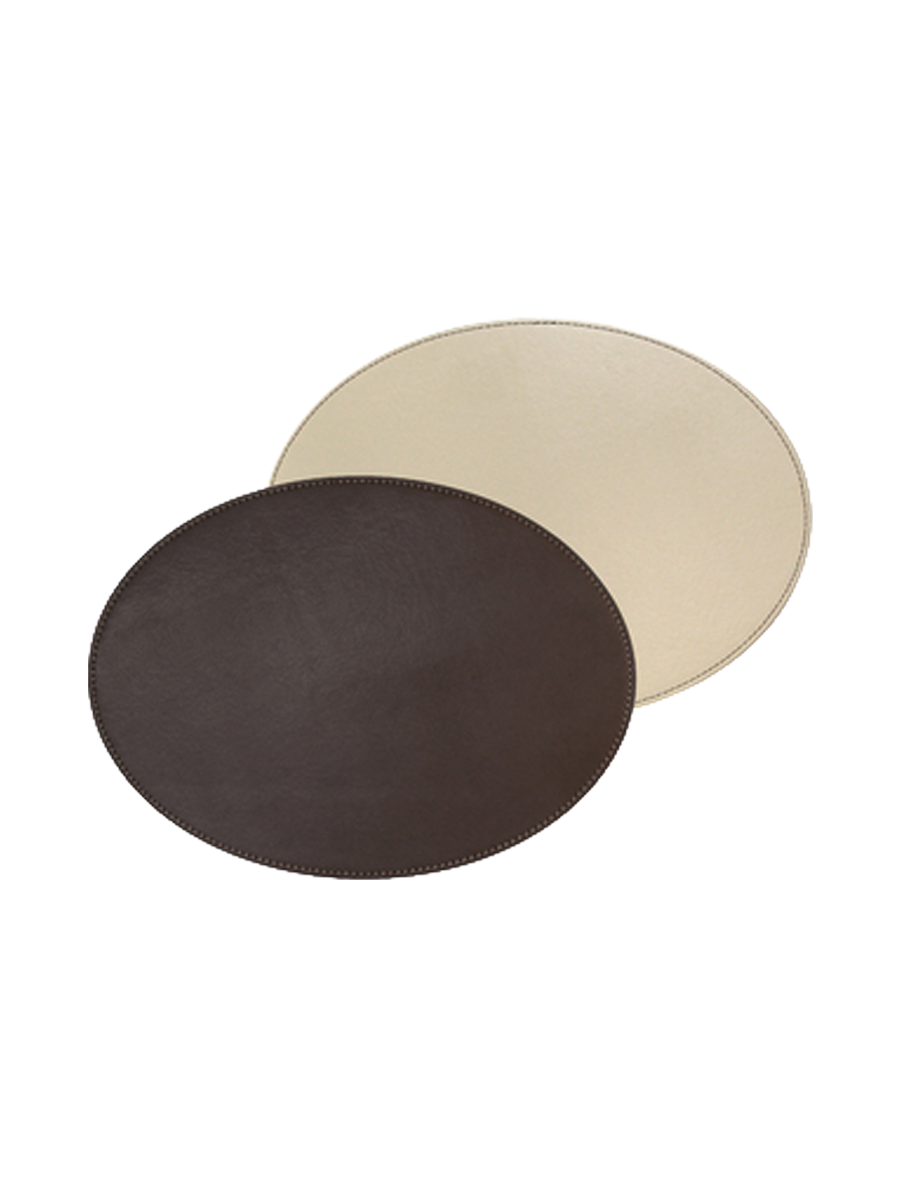 
Oval Reversible Placemat "Duo" - Chocolate Brown/Beige