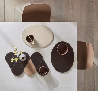 
Oval Reversible Placemat "Duo" - Chocolate Brown/Beige