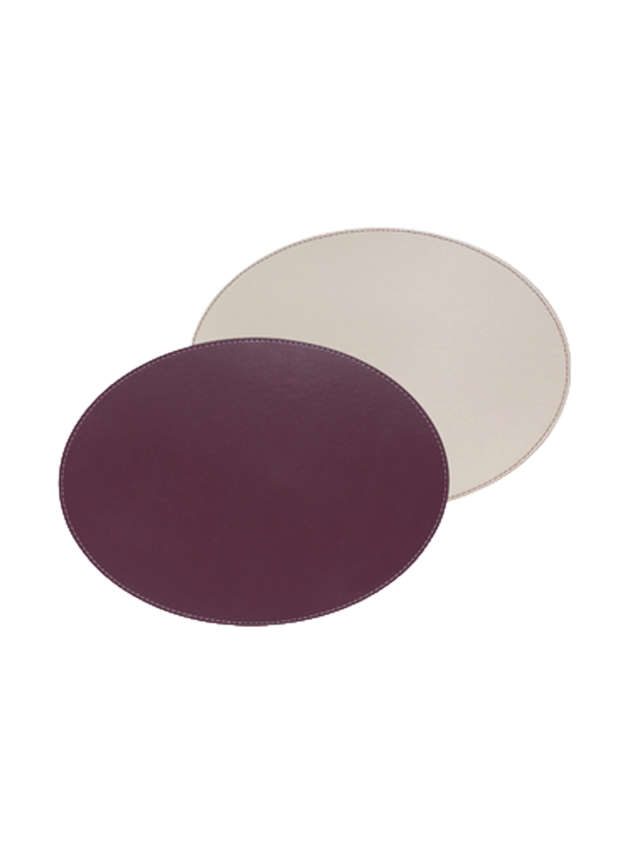 
Oval Reversible Placemat "Duo" - Plum/Ivory