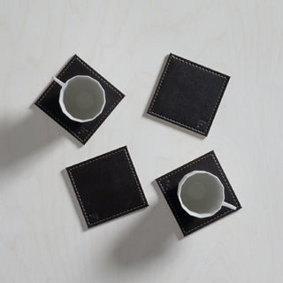 
"Duo" Reversible Coaster Set - 4-piece set - Black/Grey