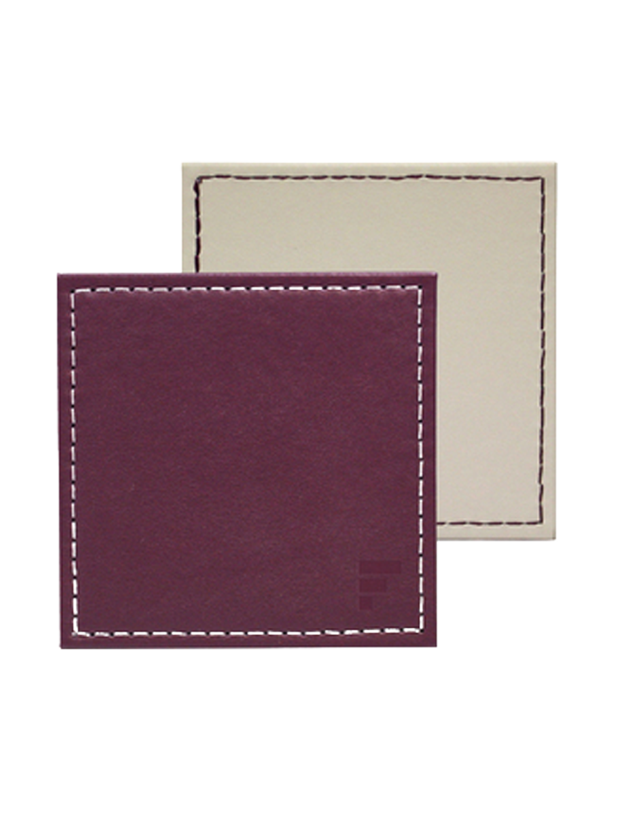 
"Duo" Reversible Coaster Set - 4-piece set - Plum/Ivory
