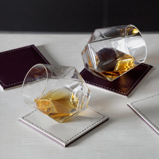 
"Duo" Reversible Coaster Set - 4-piece set - Plum/Ivory
