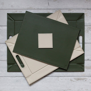 
Plateau réversible & set de table « Duo » - Vert olive/Ivoire - Grand, 55 x 41 cm