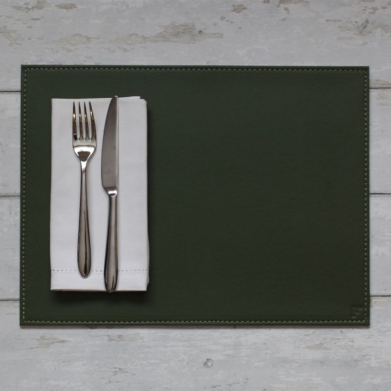 
Rectangular Reversible Placemat "Duo" - Olive/Ivory