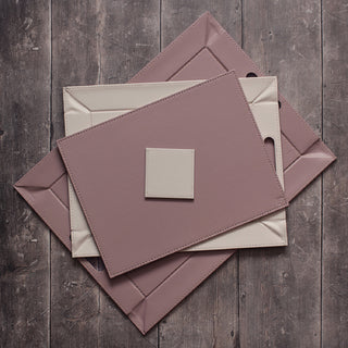 
Plateau et set de table réversibles « Duo » – vieux rose/gris pierre - Moyen, 45 x 35 cm