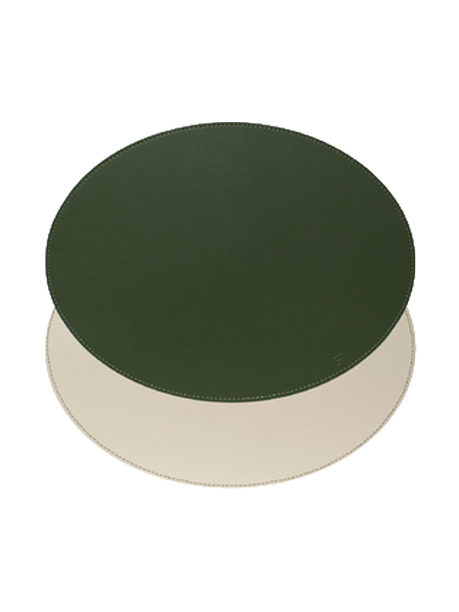 
Oval Reversible Placemat "Duo" - Olive Green/Ivory