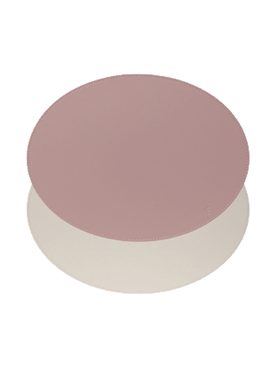 
Oval Reversible Placemat "Duo" - Old Rose/Stone