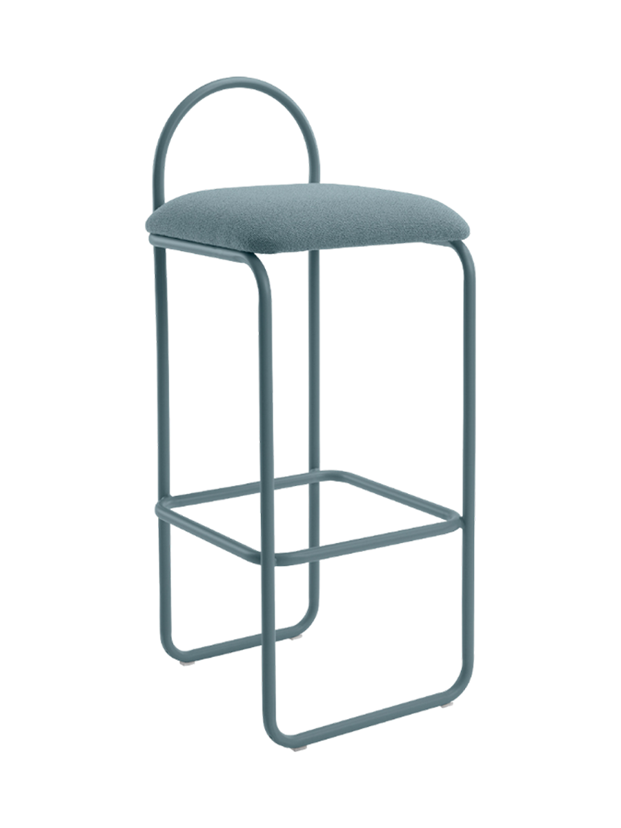 
Sgabello da bar di design «Angui», altezza della seduta 75.5 cm - Bouclé Blu polvere