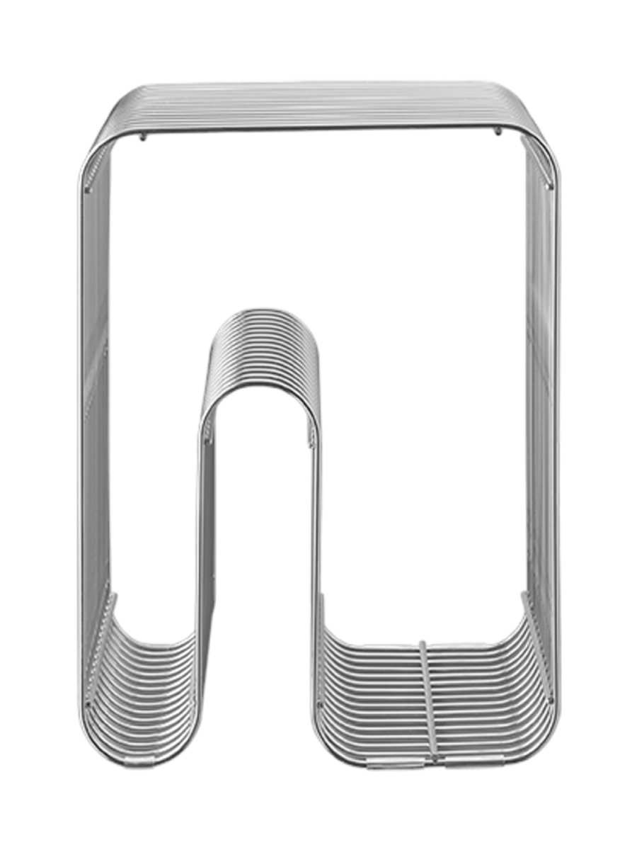 
Multifunctional Design Stool & Side Table "Curva" - Silver