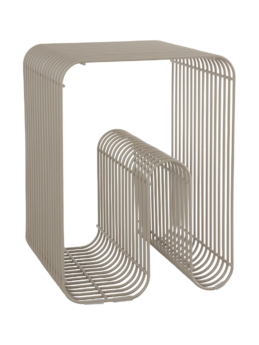 
Multifunctional Design Stool & Side Table "Curva" - Taupe