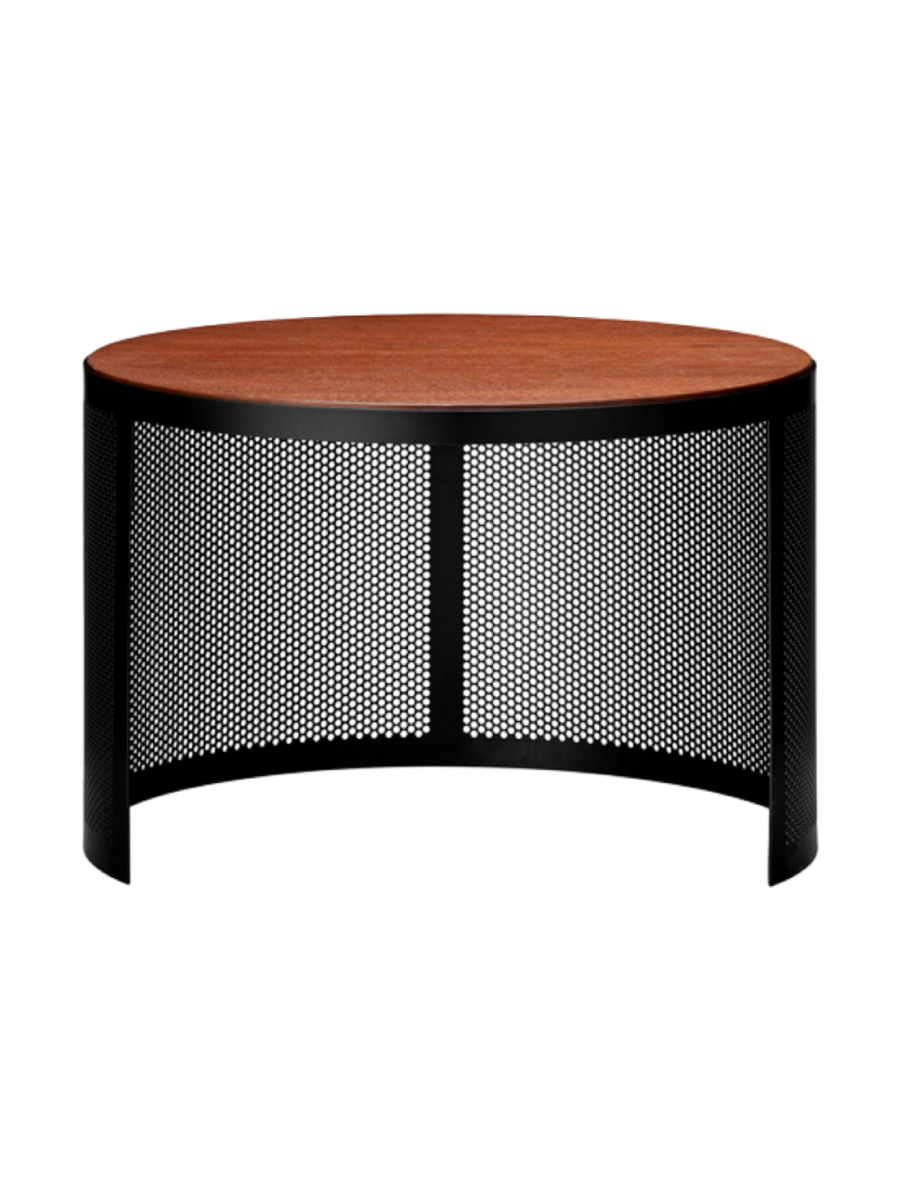 
Design Beistell-/ Couchtisch „Pausillus“ mit Nussbaum Tischplatte - Ø 46 x 30.2 cm