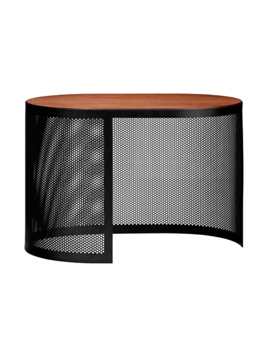 
Design Beistell-/ Couchtisch „Pausillus“ mit Nussbaum Tischplatte - 55 x 36.5 cm