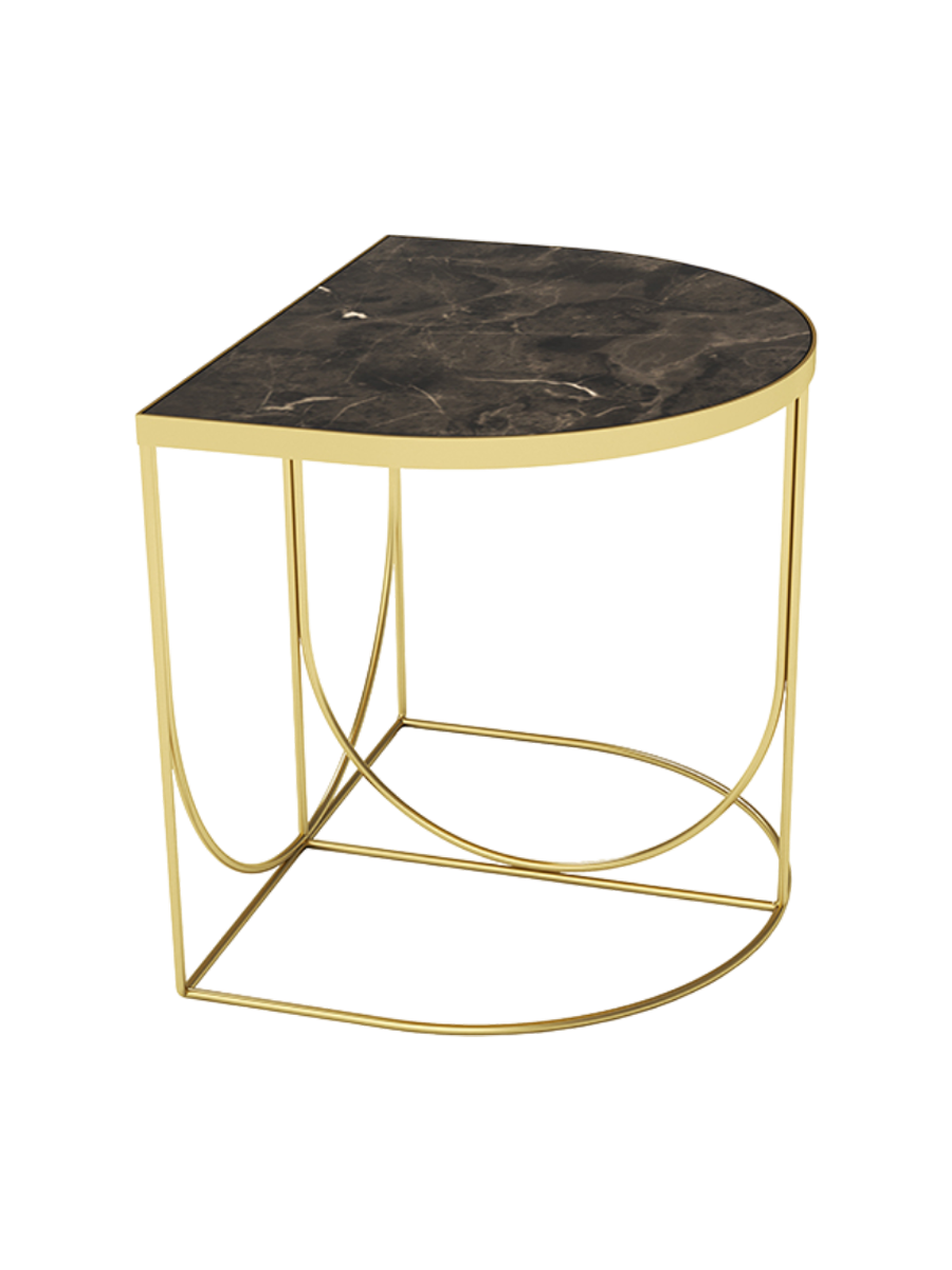 
Marble Design Side Table "Sino" 40 x 50 cm - Gold / Brown