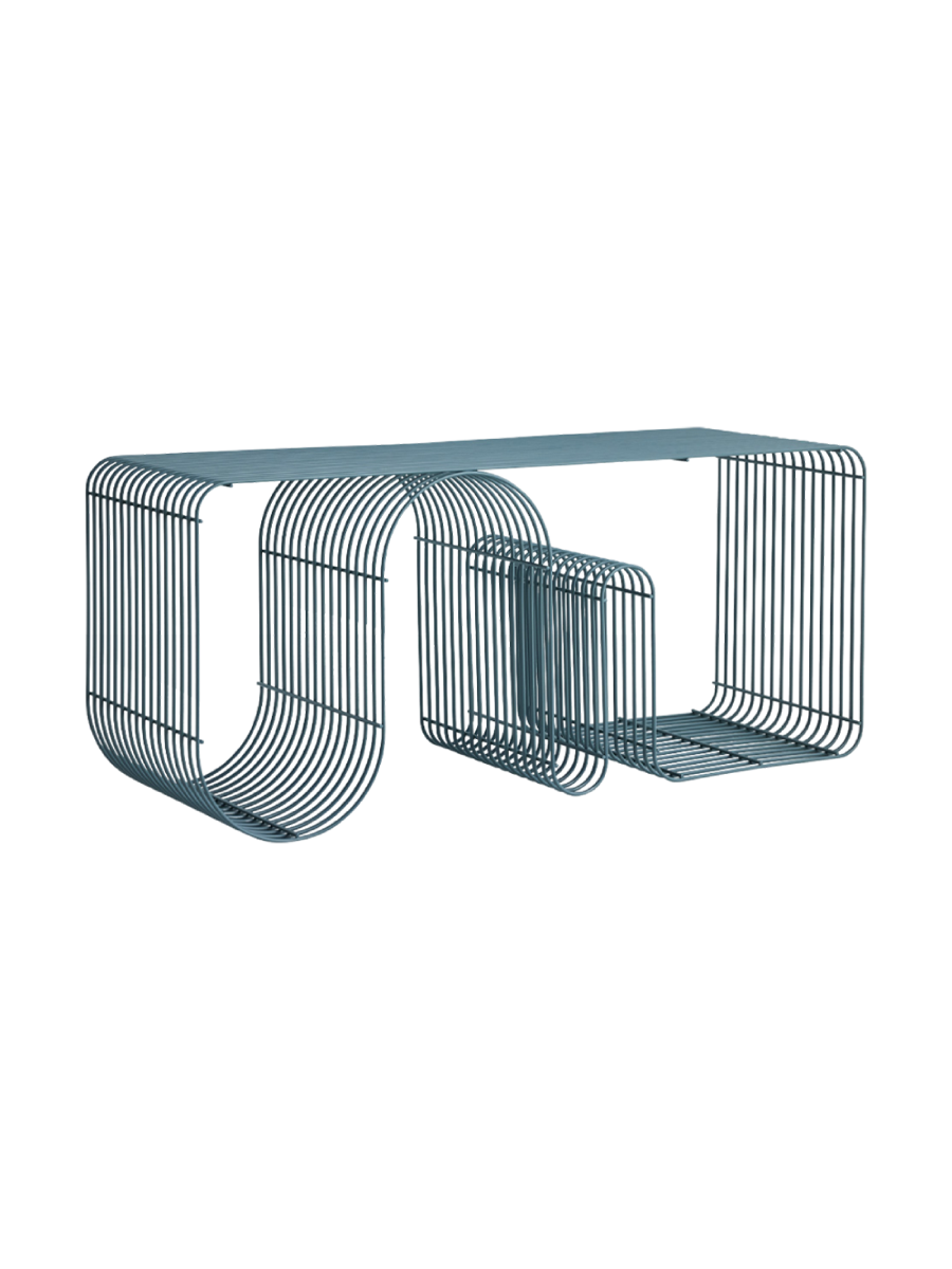 
Banc et étagère multifonctionnels « Curva » - Bleu Poussière