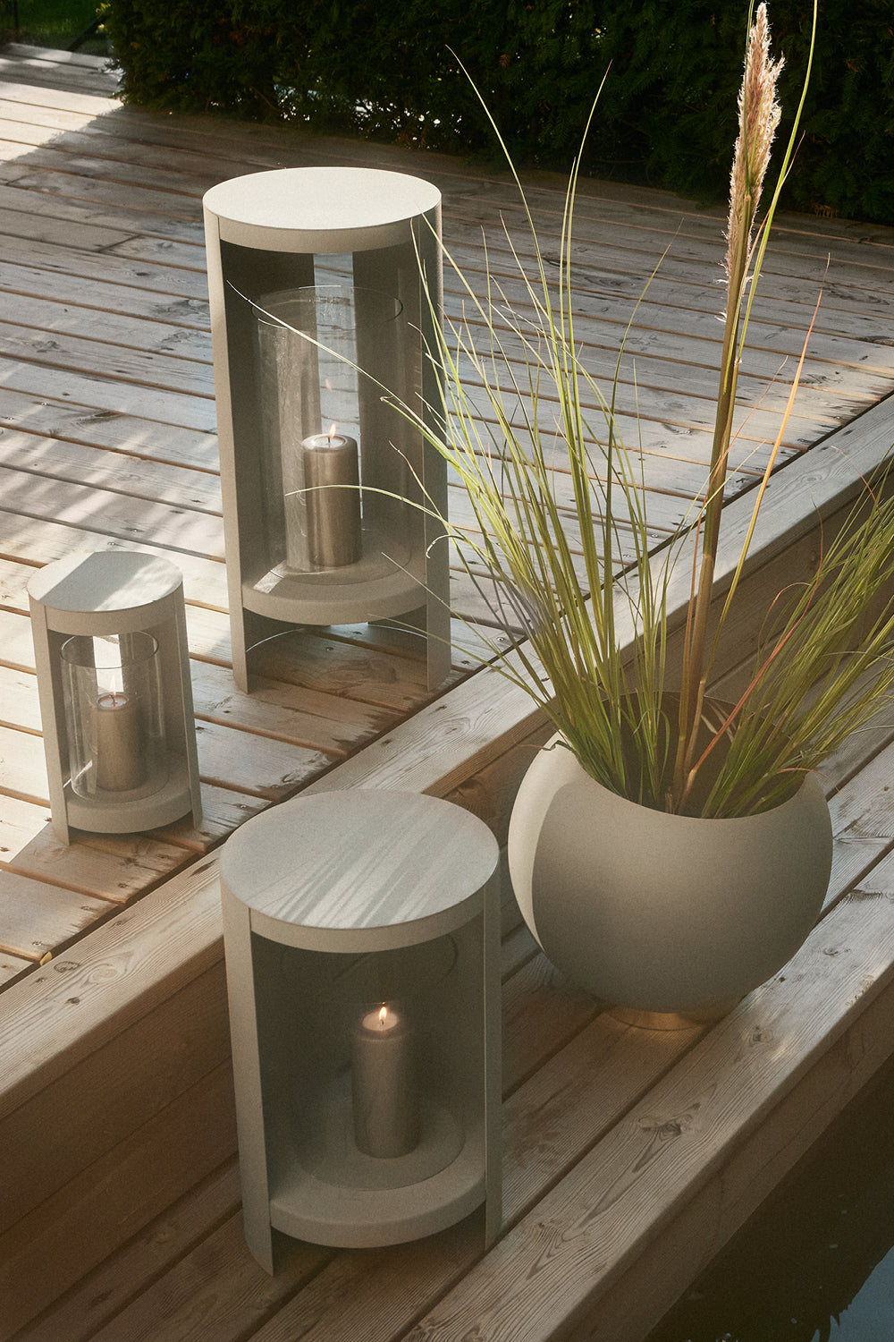 
"Ora" Designer Wind Lantern, Taupe - Small