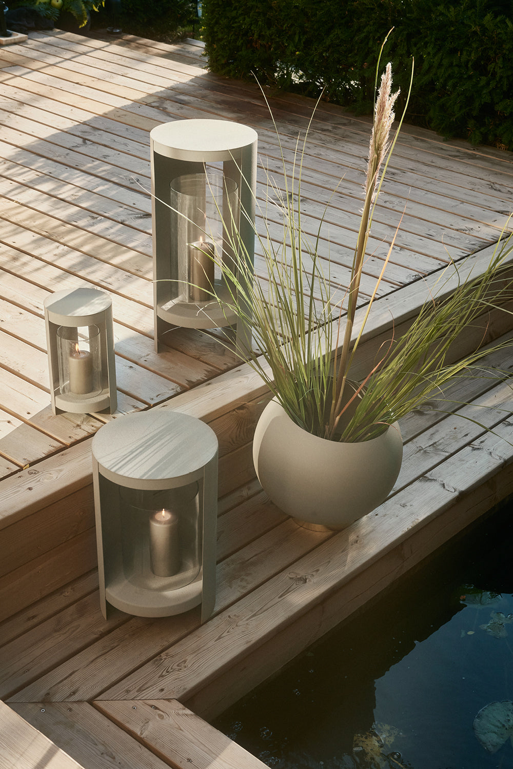 
"Ora" Designer Wind Lantern, Taupe - Large