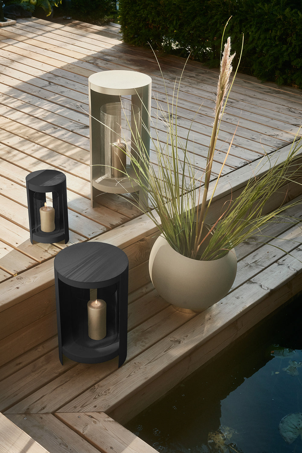 
"Ora" decorative hurricane lamp, black - Small