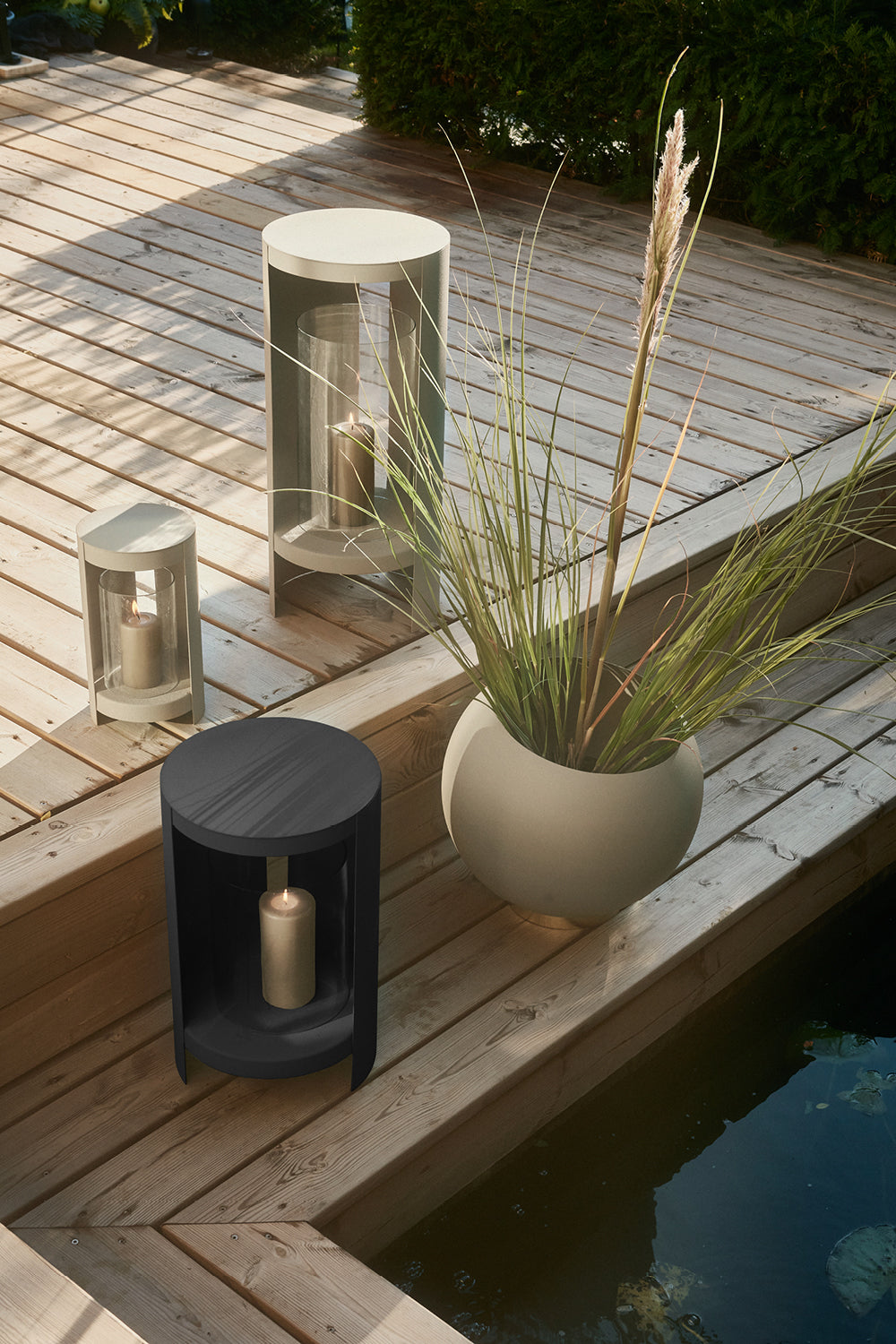 
"Ora" decorative hurricane lamp, black - Medium