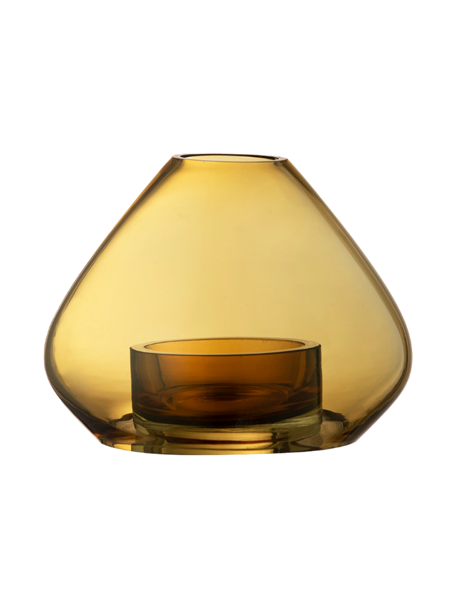 
Design Vase & Tealight Holder "Uno" - Amber - 25.9 x 21 cm