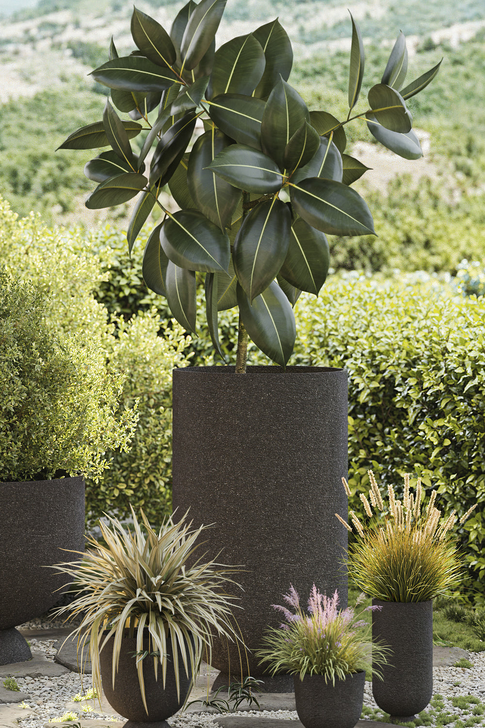 
Indoor/Outdoor Designer Flower Pot "Terra", Java Brown - Ø 40 x 75 cm