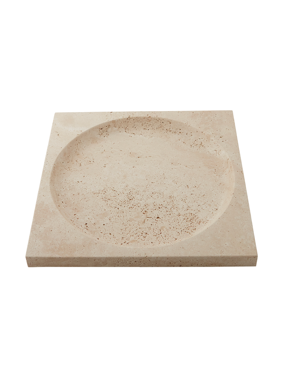 
Grand plateau design « Regina » en travertin - 30 x 30 cm