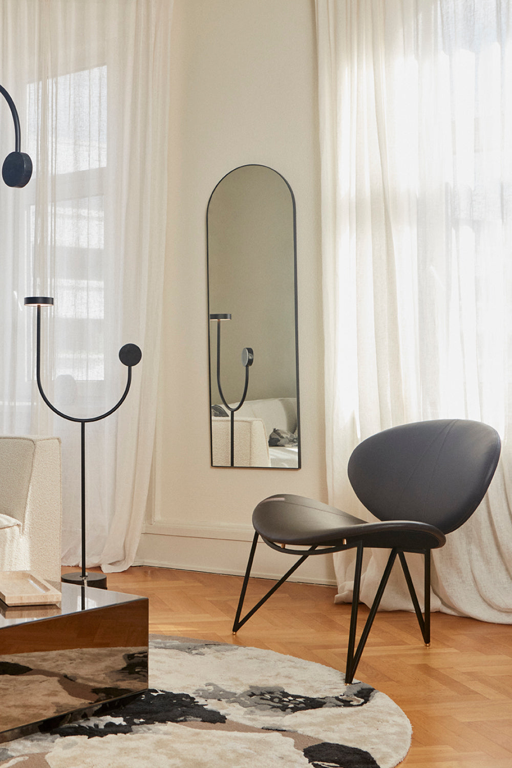 
Poltrona lounge di design in vera pelle „Semper“ - Nero