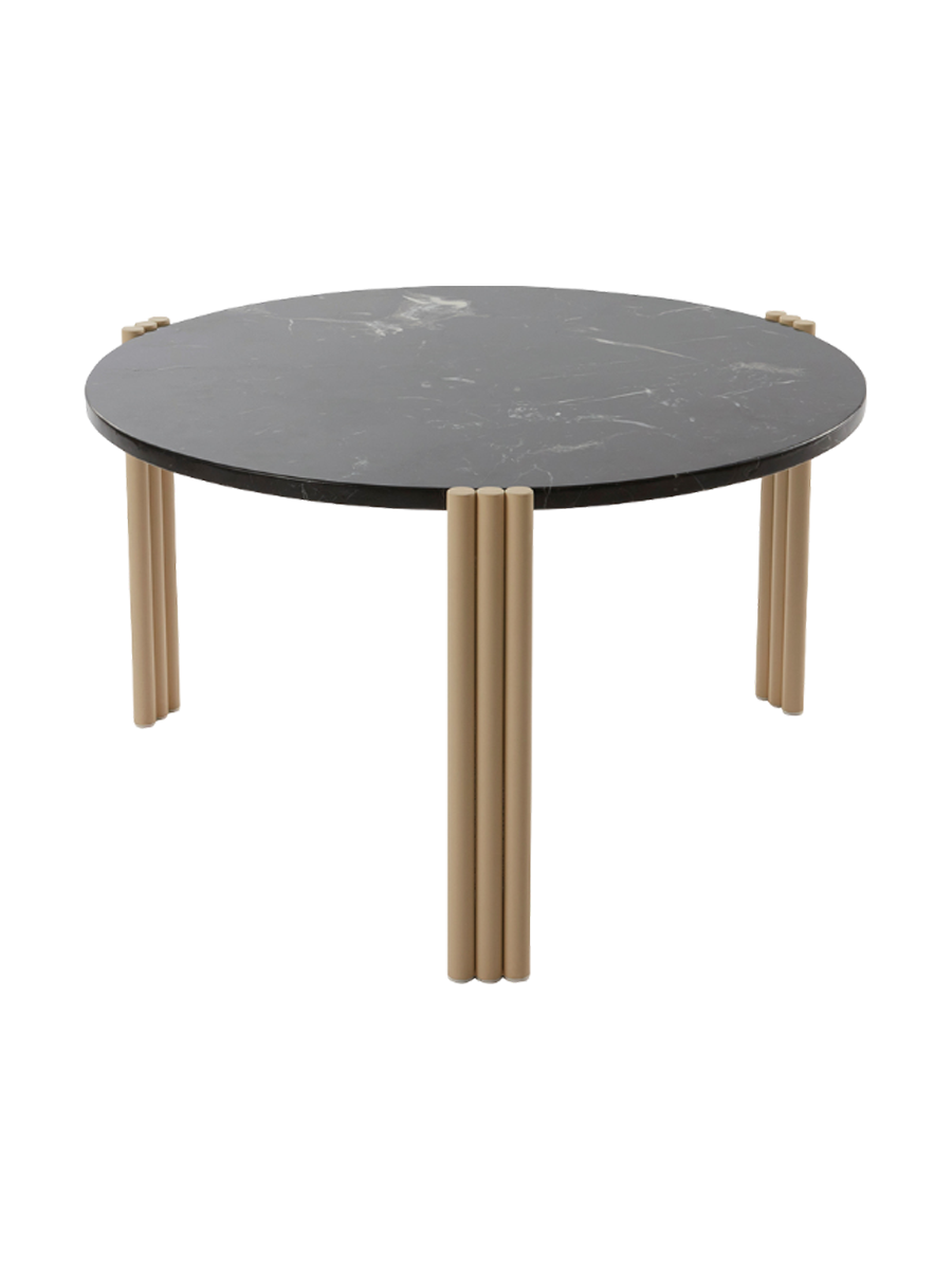 
Marble Design Side/Coffee Table "Tribus" Light Sand/Black - Ø 60 x 35 cm
