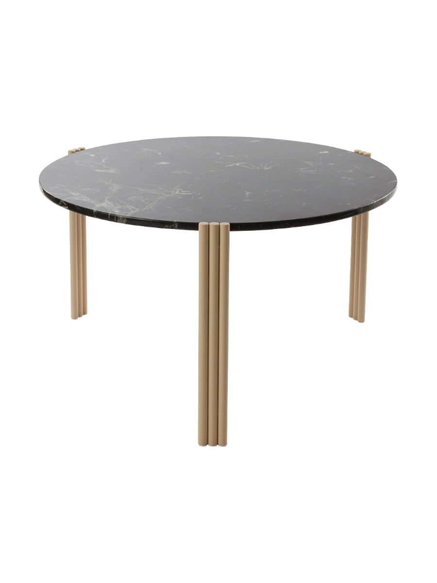 
Marble Design Side/Coffee Table "Tribus" Light Sand/Black - Ø 80 x 45 cm