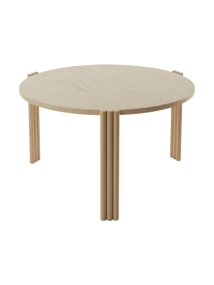 
Marble Design Side/Coffee Table "Tribus" Light Sand/Travertine - Ø 60 x 35 cm