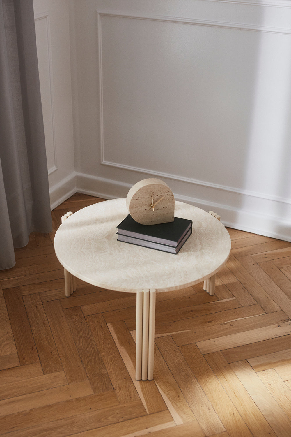 
Marble Design Side/Coffee Table "Tribus" Light Sand/Travertine - Ø 60 x 35 cm