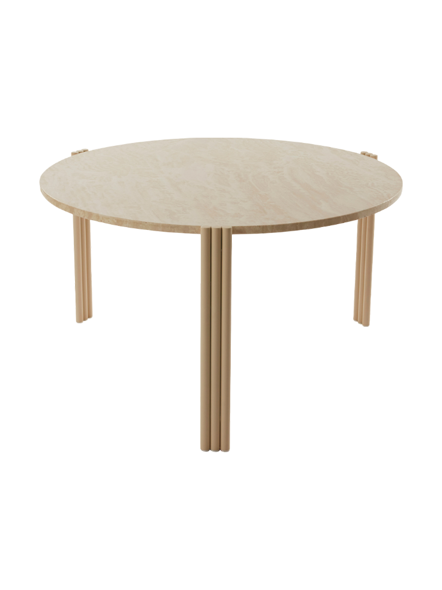 
Marble Design Side/Coffee Table "Tribus" Light Sand/Travertine - Ø 80 x 45 cm