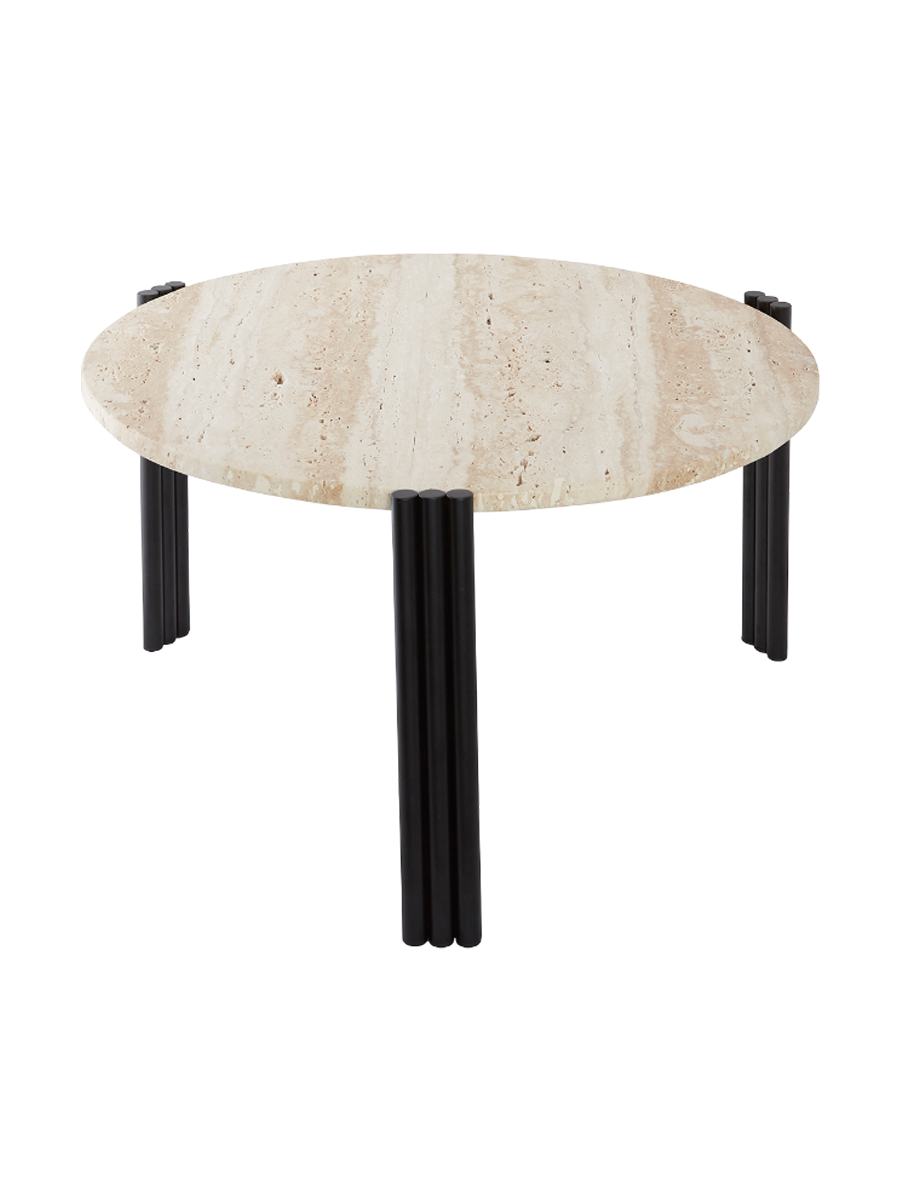 
Marble Design Side/Coffee Table "Tribus" Black/Travertine - Ø 60 x 35 cm