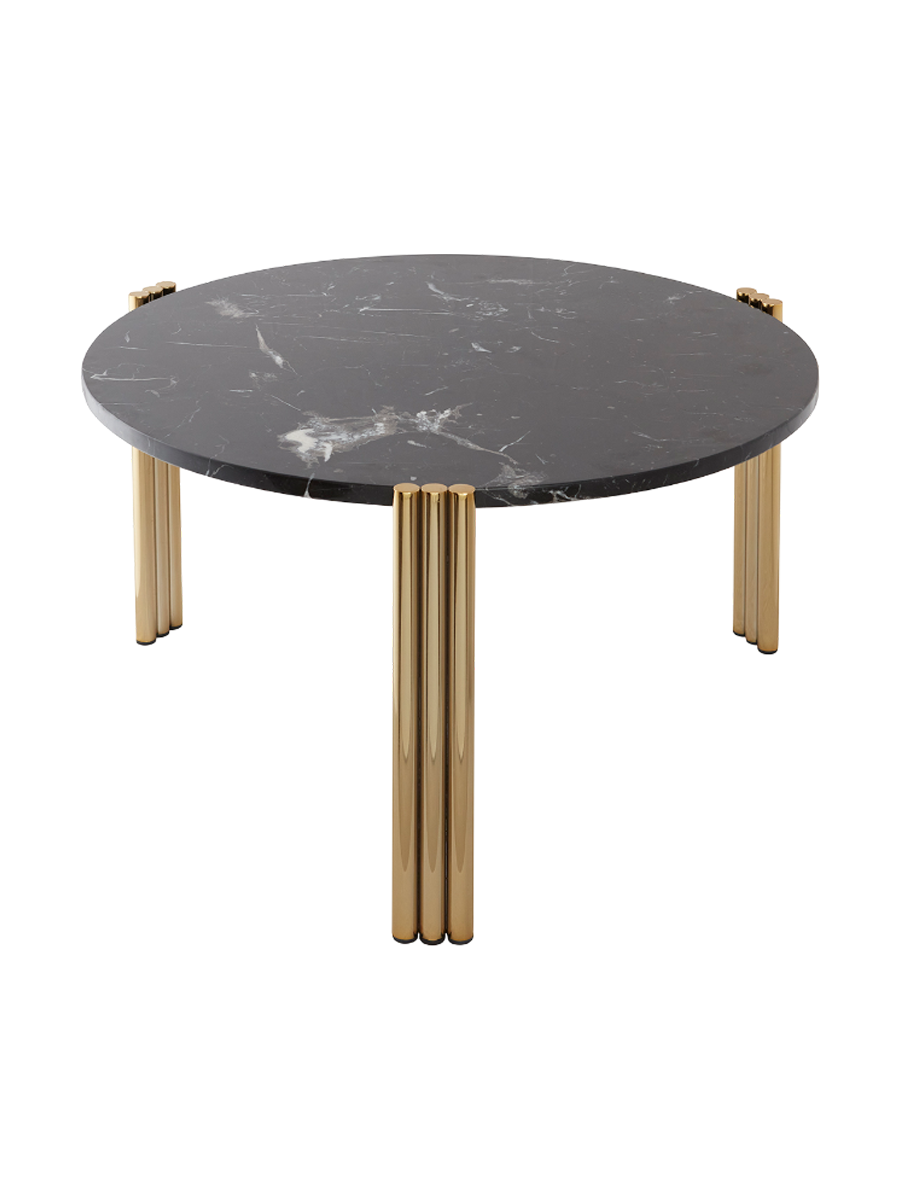 
Marble Design Side/Coffee Table "Tribus" Gold/Black - Ø 60 x 35 cm