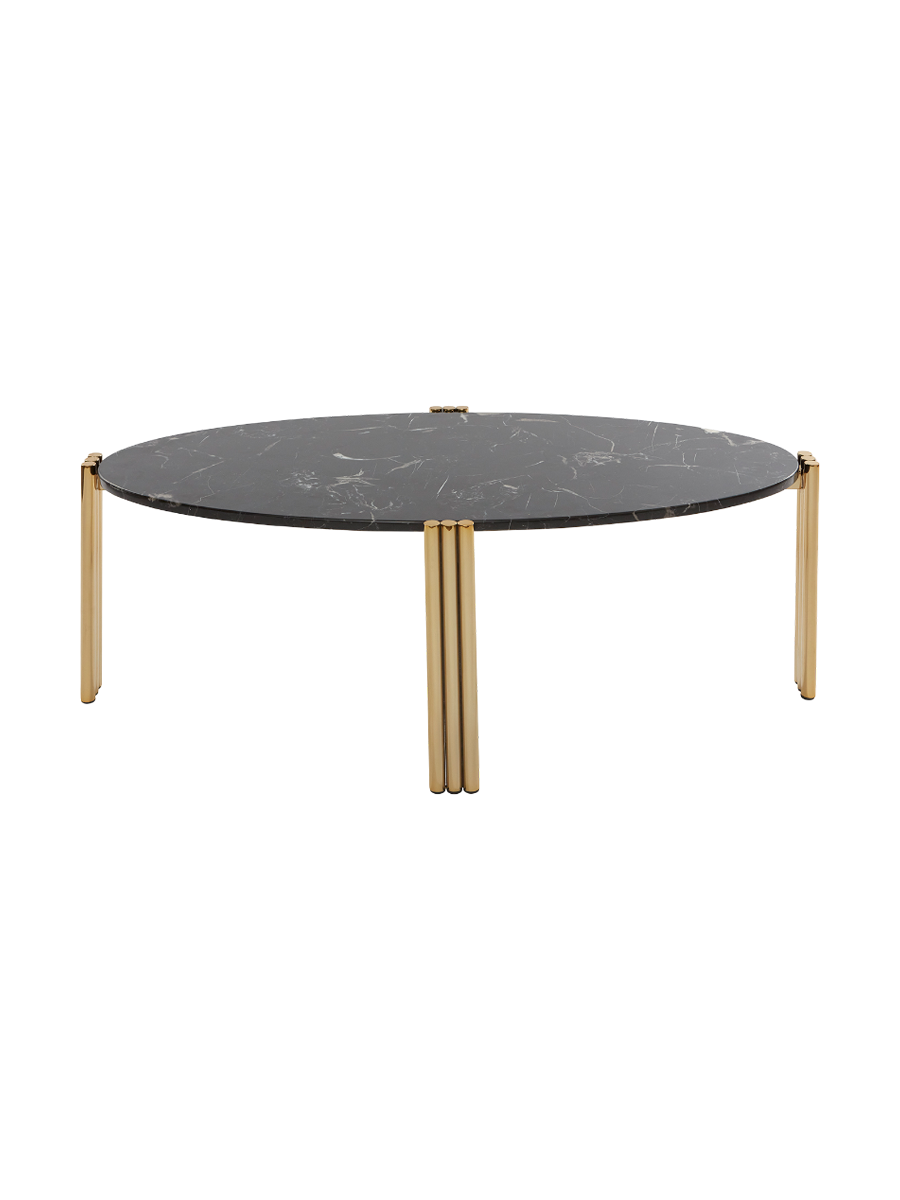 
Marble Design Side/Coffee Table "Tribus" Gold/Black - 92.4 x 47.6 cm