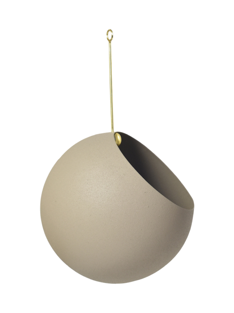 
Hanging Indoor/Outdoor Designer Planter "Globe", Taupe/Gold - Ø 17 x 28 cm
