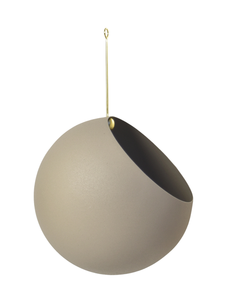 
Hanging Indoor/Outdoor Designer Planter "Globe", Taupe/Gold - 21 x 32 cm