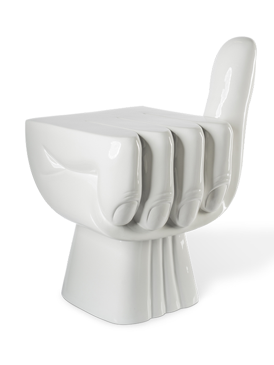
Design Stuhl & Beistelltisch „First“ - Weiss