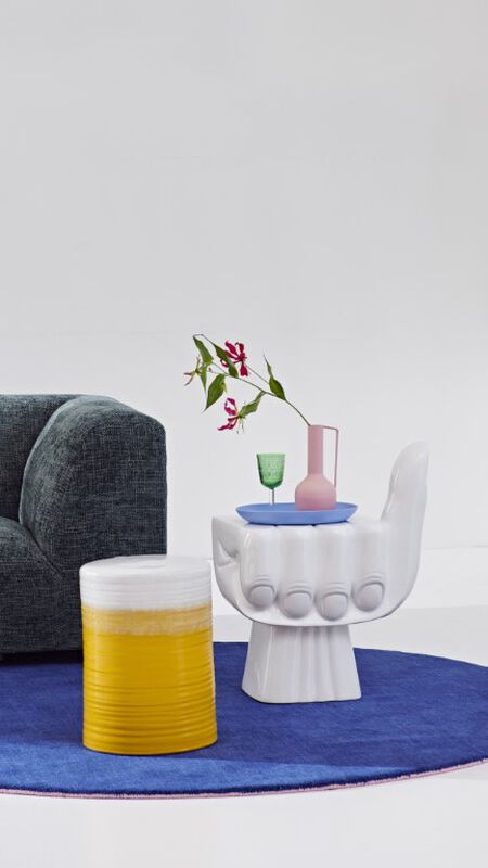 
Design Stuhl & Beistelltisch „First“ - Weiss