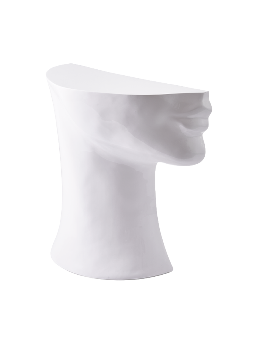 
"Head" Designer Side Table - White / Left side of face